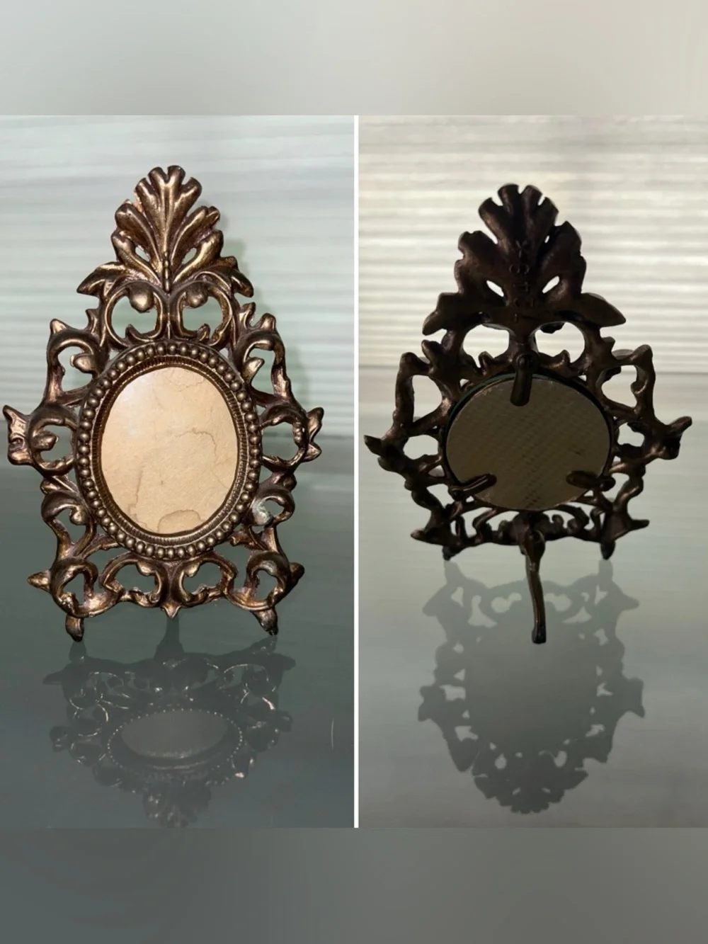 🖼️Ornate Metal Victorian Picture Frame #7249 Heavy Metal Scrollwork Kickstand